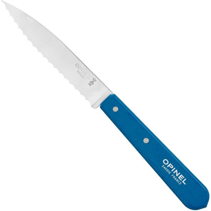 Нож столовый Opinel №113, деревянная рукоять, блистер, нержавеющая сталь, синий 003202